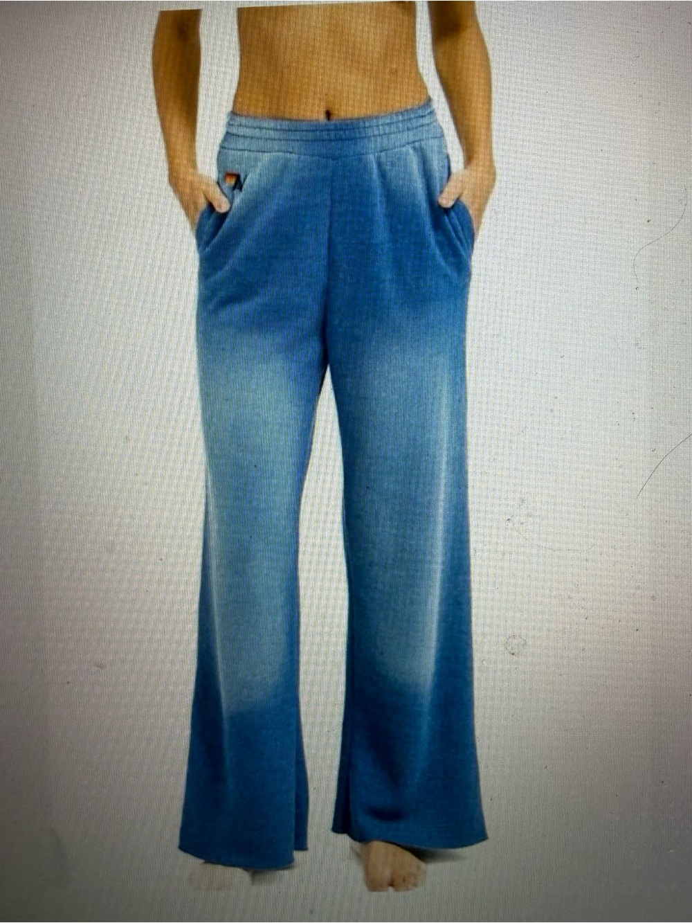 Aviator Nation Faded Teal Wide-Leg Sweatpants